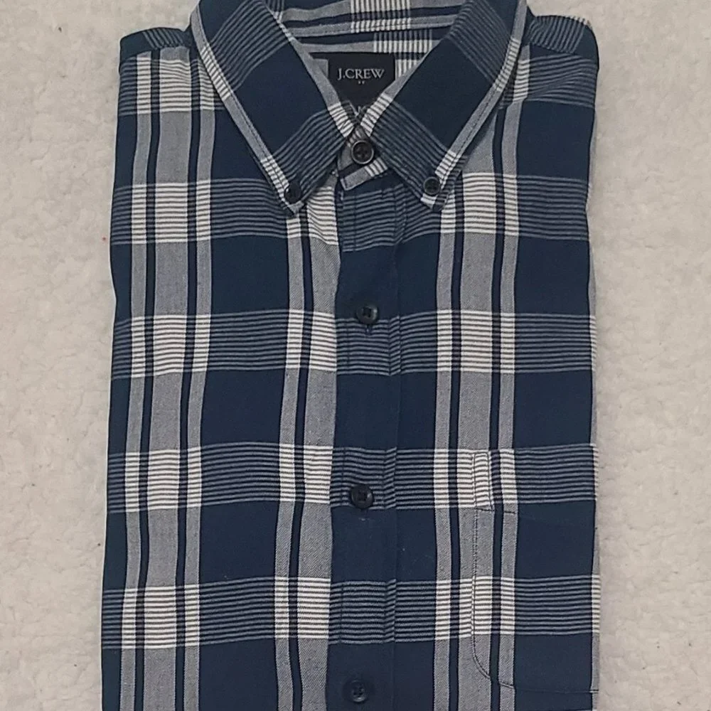 J. Crew Men's Plaid Long Sleeve Button Down Shirt SU